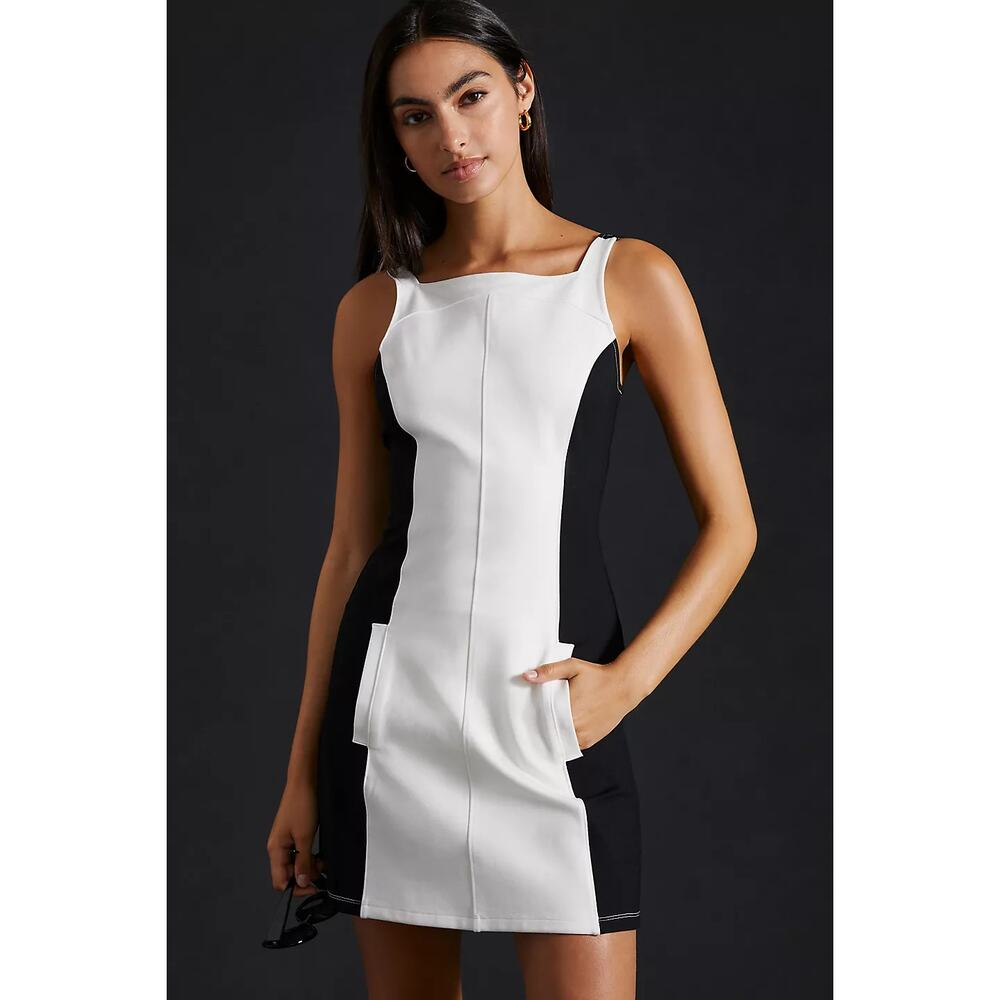 Anthropologie Black and White Colorblock Mini Dress
